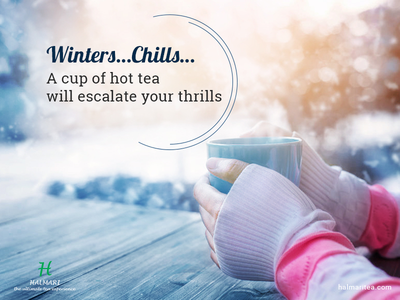 winters chills with cup of hot tea